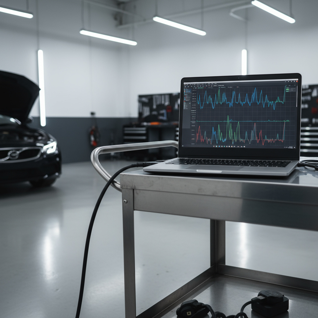 Laptop connected for ECU calibration