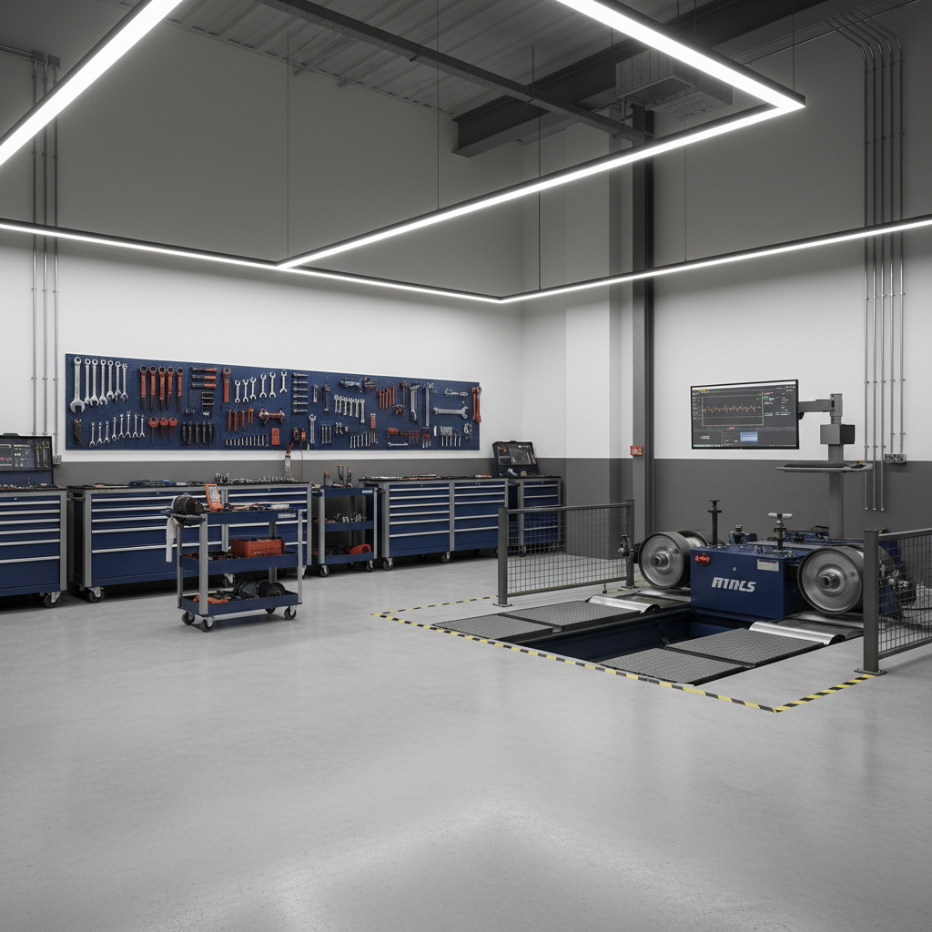 Tidy diagnostic bay with organized tools